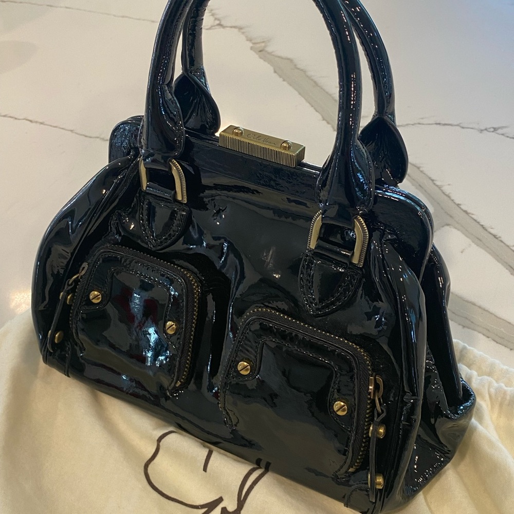 Cole Haan Black Patent Leather Handle Purse - Picture 8 of 13